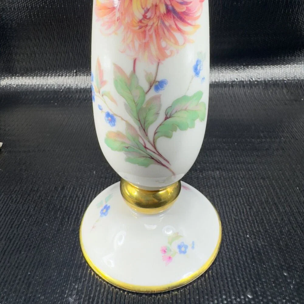 Vintage Lindner Kueps Bavaria Floral Vase Vessel Hand Painted‎ German Porcelain